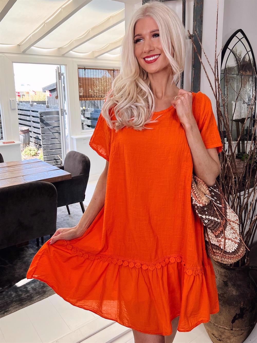 Stacia - Klänning i linne-liknande tyg